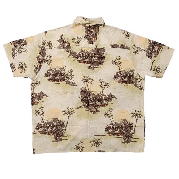 Natural Issue Hawaiian Shirt Mens Sz XL‎ Yellow Brown Beach Palm Trees Cruise - Picture 5 of 7